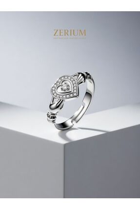 ZERİUM Zirkon Taşlı Kalp Kadın Yüzük | Gümüş Renkli VIP Tasarım