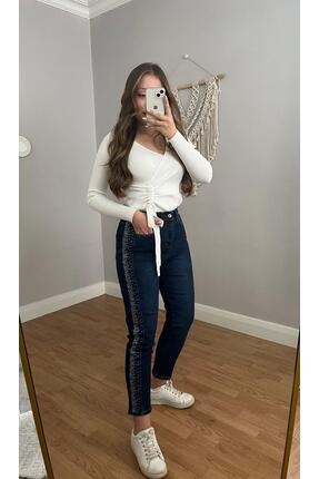 NEŞEM STİLL Bel Kısmı Lastikli Likralı Taşlı Jean