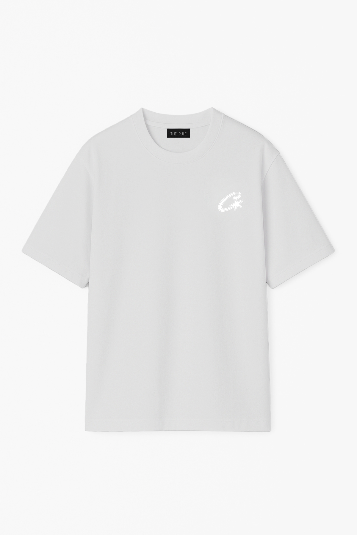 Unisex Corteiz C Baskılı Oversize %100 Pamuk Geniş Kesim Dokulu Bisiklet Yaka Gri Tişört RF0655