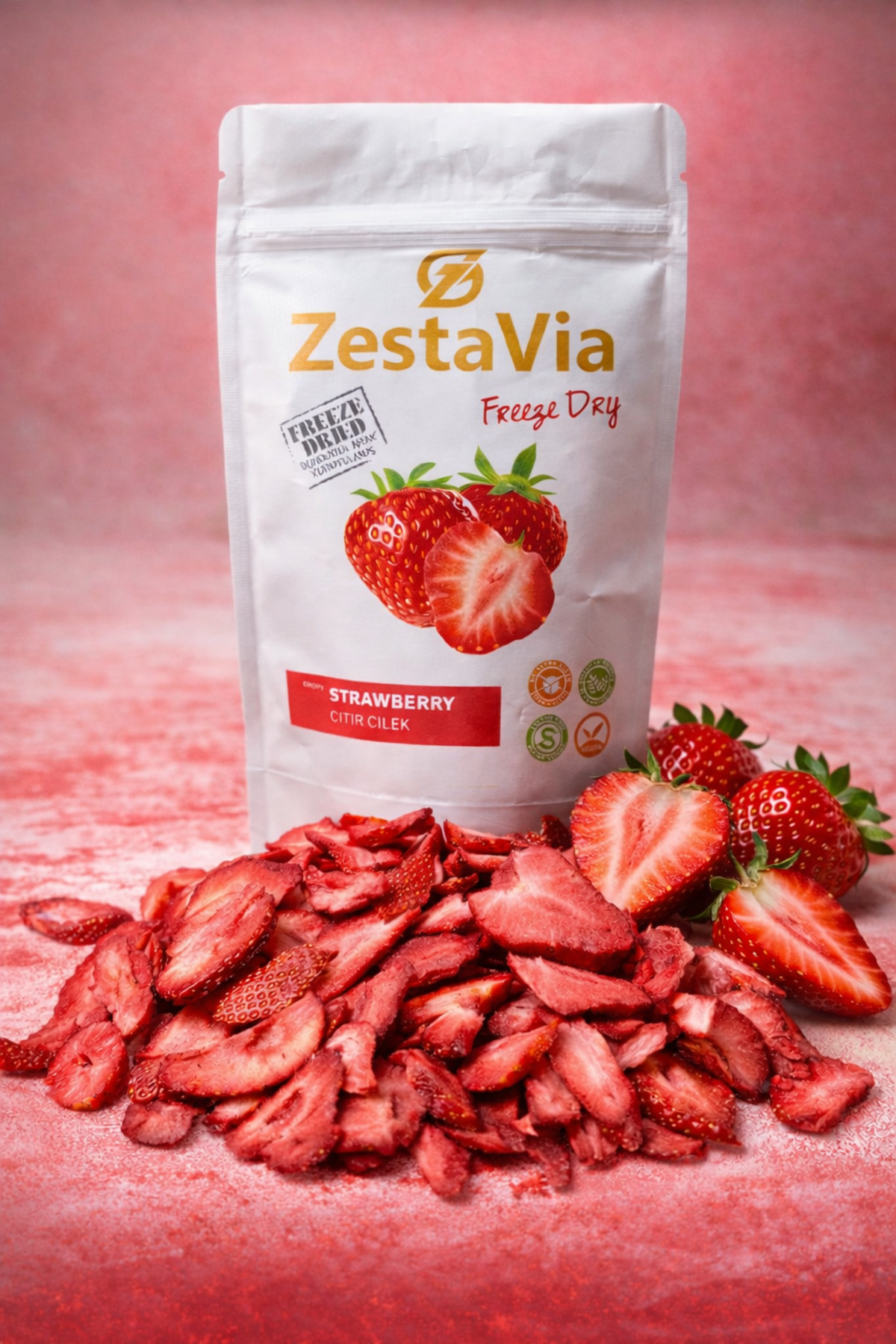 ZestaVia Freeze Dried Çıtır Çilek 15g – %100 Doğal Katkısız