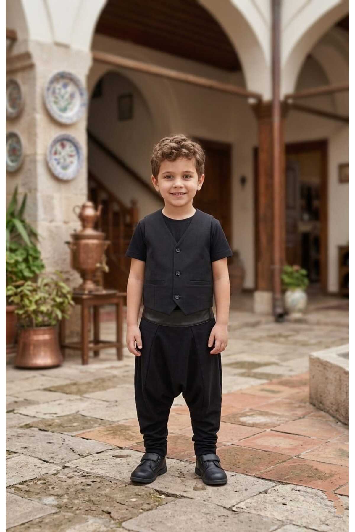 Boys Shalwar Vest Suit Black Regional Costume April 23rd Show