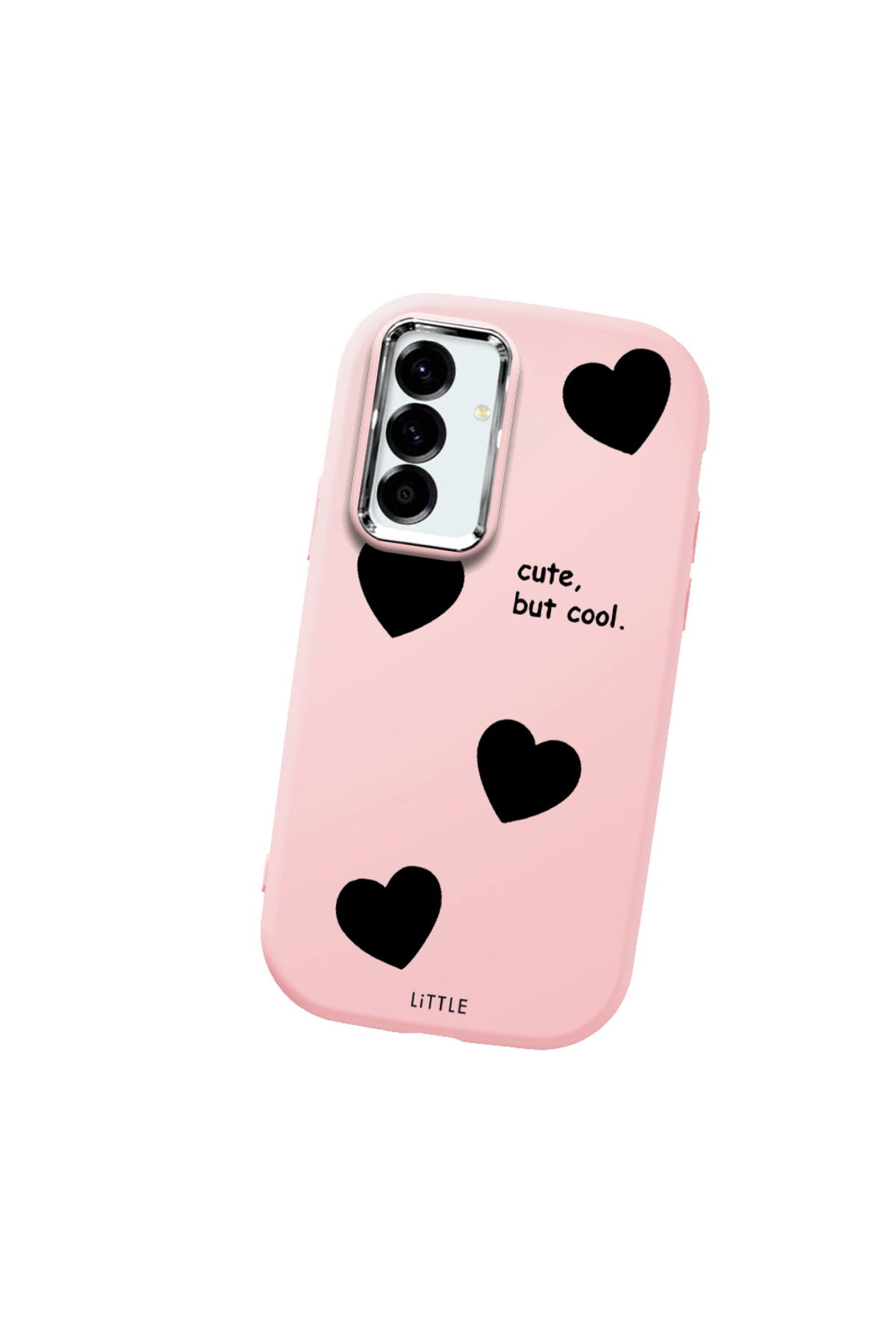 Samsung Galaxy A56 Compatible Pink Soft Silicone Phone Case with Camera Protection Heart Pattern