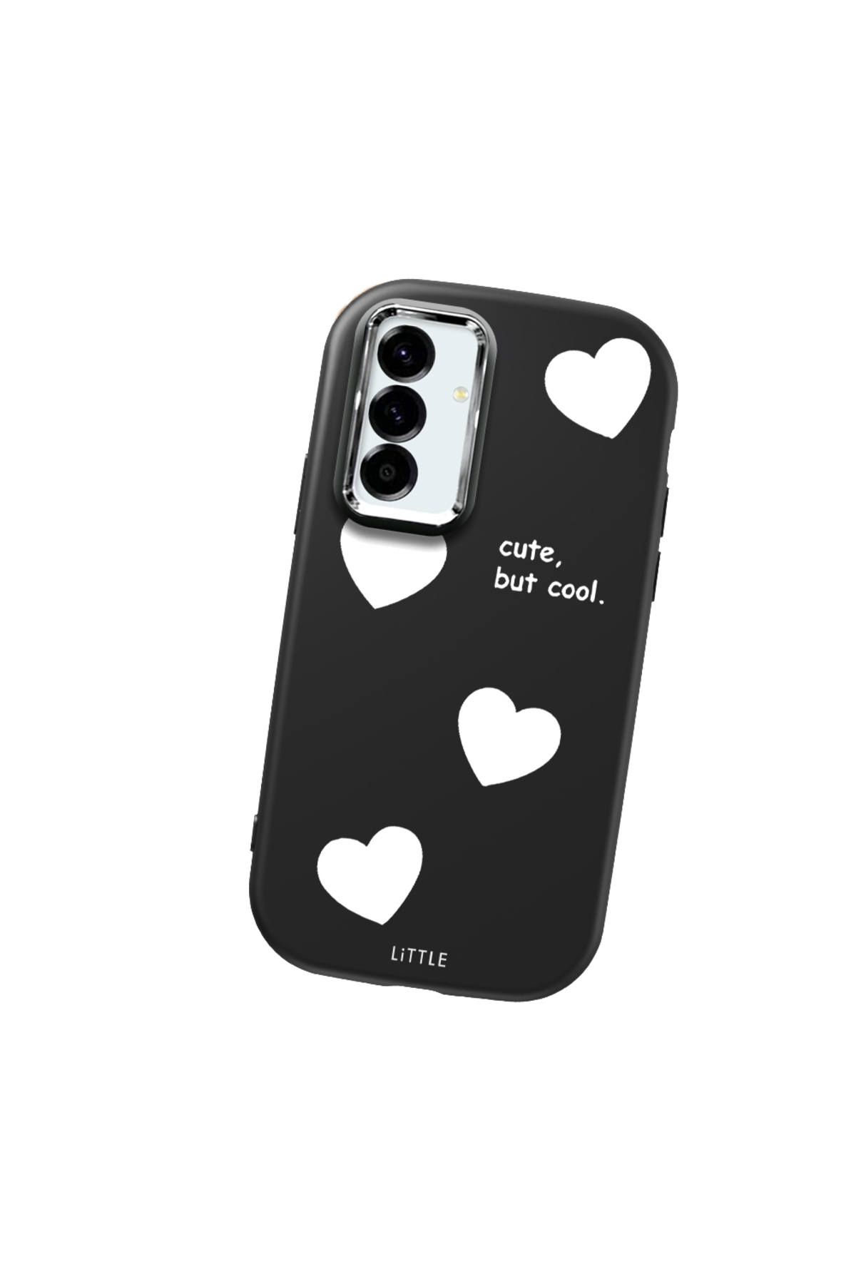 Samsung Galaxy A56 Compatible Black Soft Silicone Phone Case with Camera Protection Heart Pattern