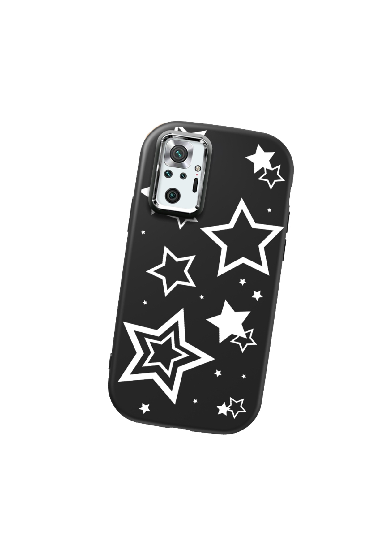 Redmi Note 10 Pro Compatible Black Soft Silicone Phone Case with Camera Protection Star Pattern