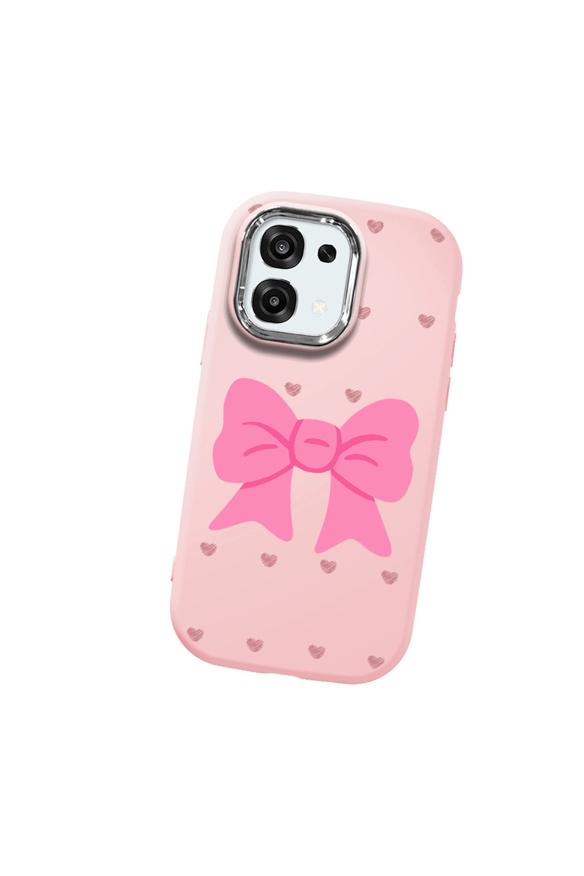 OPPO A6 Pro Compatible Pink Soft Silicone Phone Case with Camera Protection Bowtie Pattern