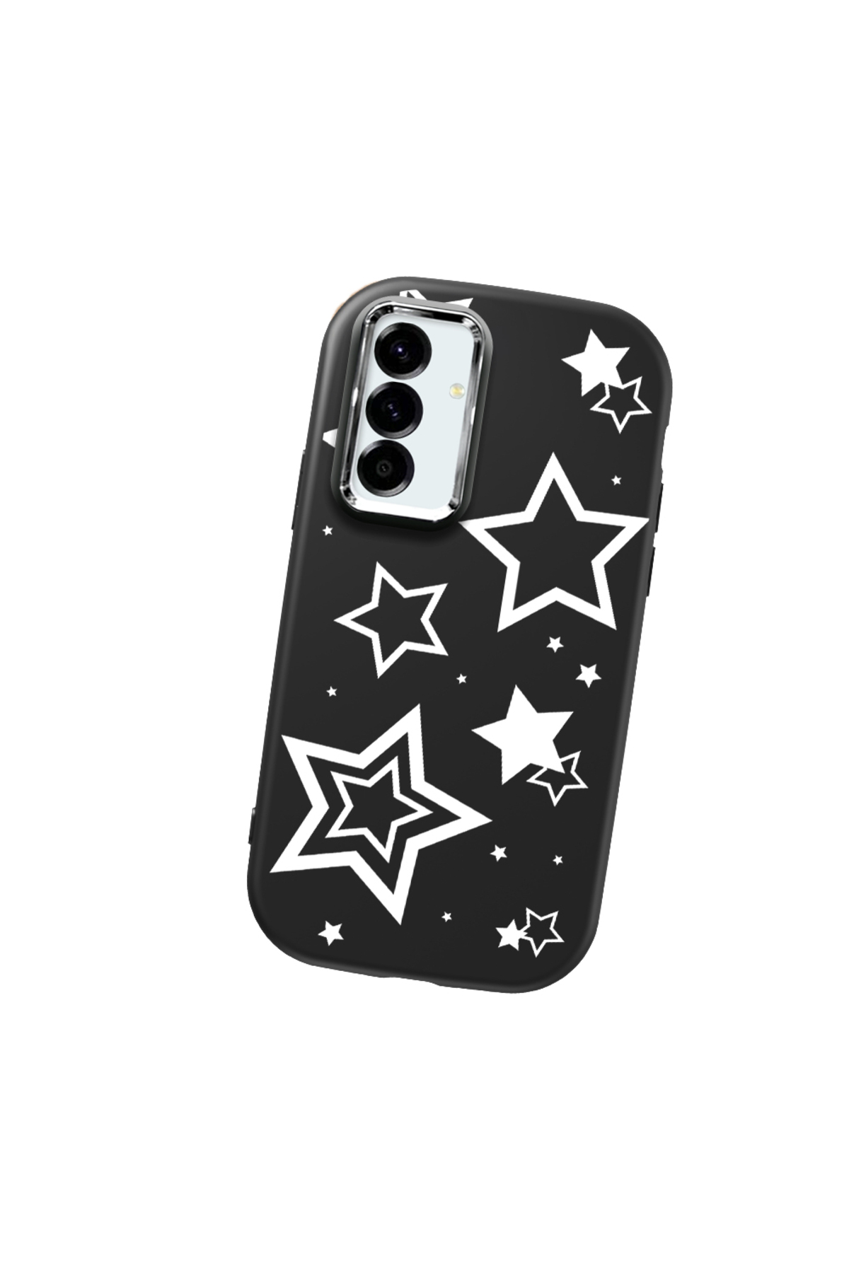 Samsung Galaxy A56 Compatible Black Soft Silicone Phone Case with Camera Protection Star Pattern