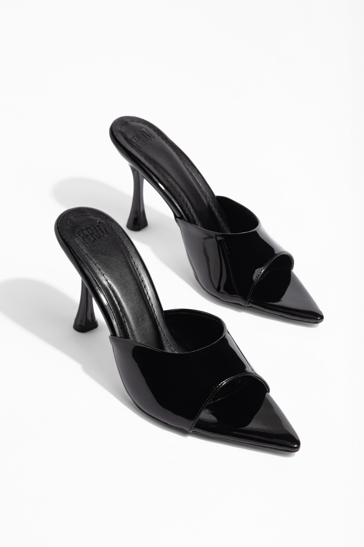 Black Thin Heeled Slippers Women's Heeled Sandals Summer Heeled Shoes
