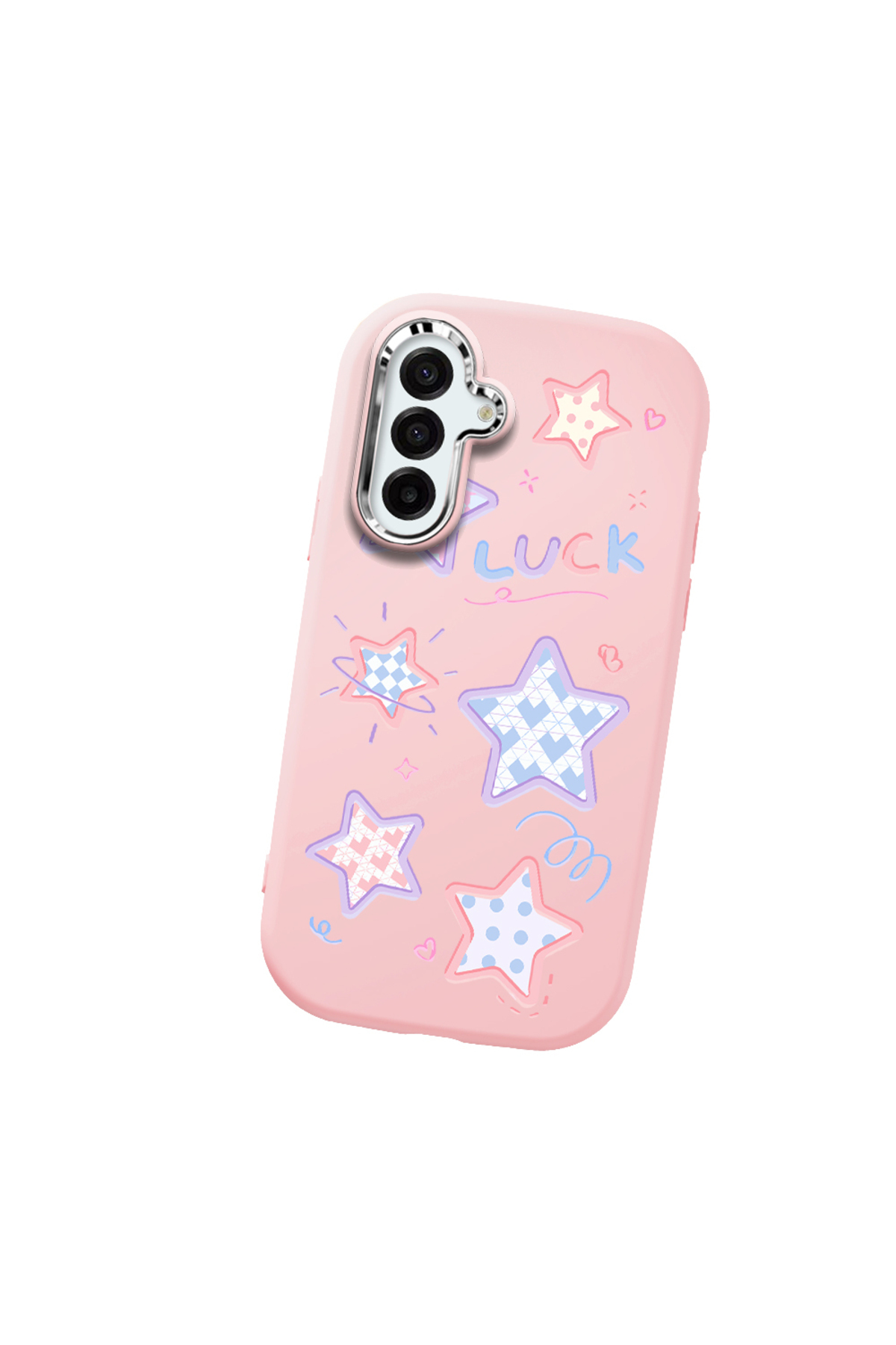 Pink Soft Silicone Phone Case with Camera Protection for Samsung Galaxy A17 Colored Star
