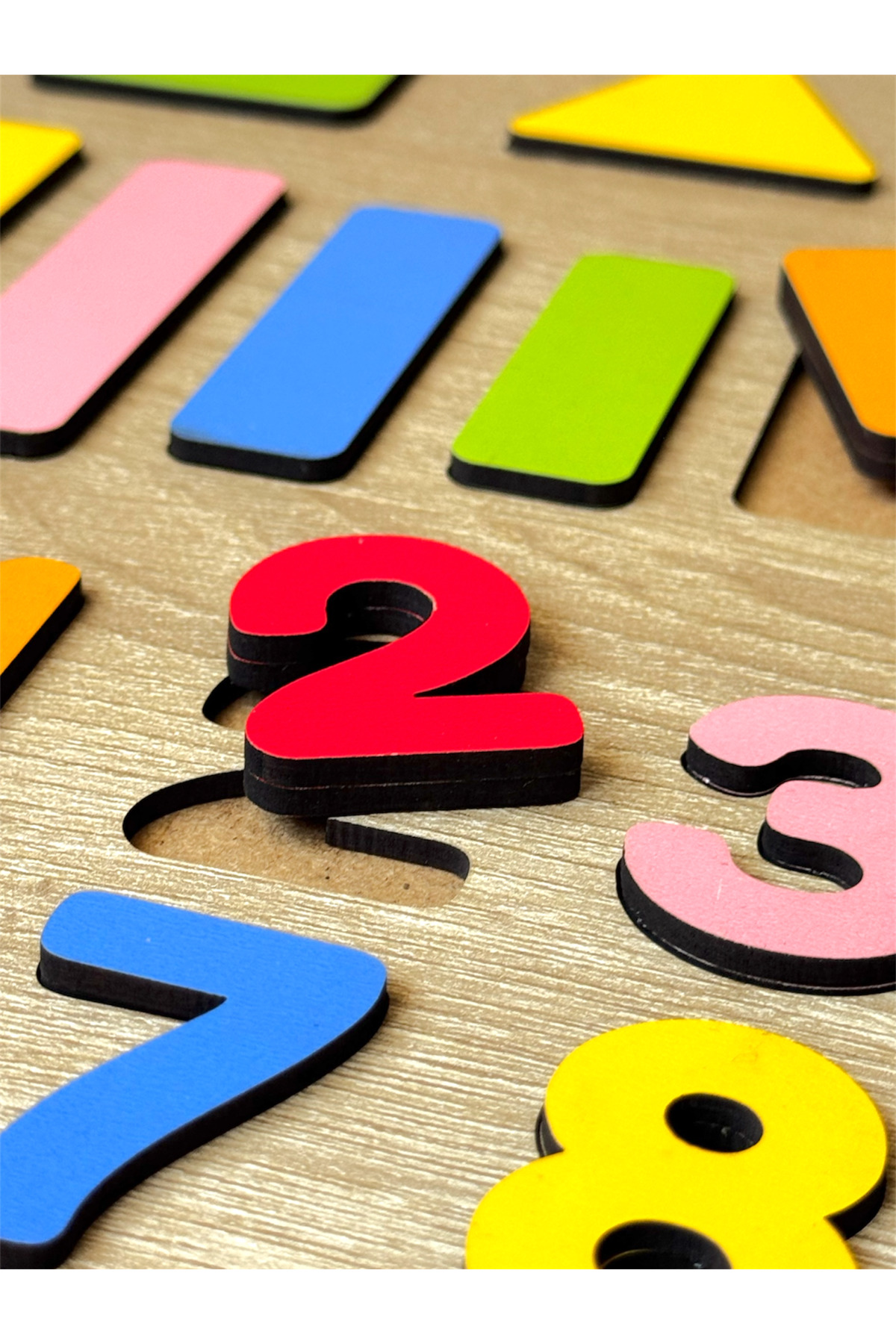 tollihy brinco Ahşap Montessori Okul Öncesi 23 Parça Eğitici Sayılar Ve Geometrik Şekiller Bultak Puzzle Seti fotoğrafı 3 (önizleme)