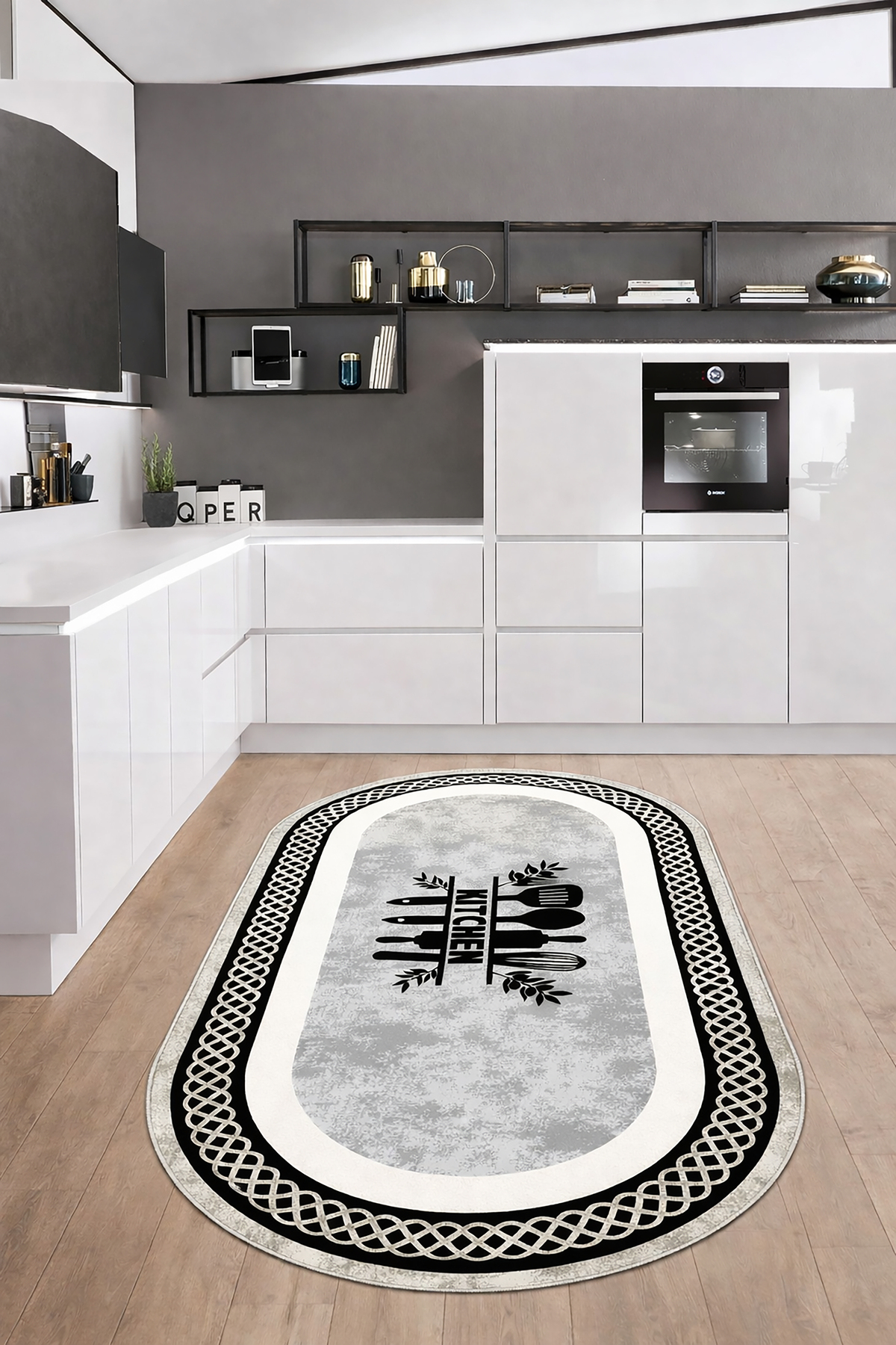 Salon Carpet Geometric Scandinavian Dustproof Digital Printing Washable Anti-Slip Base 8135
