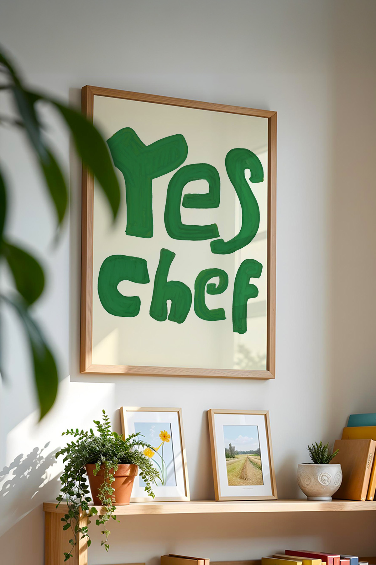 Yes Chef Yazılı Mutfak Tablosu Modern Poster Duvar Dekoru Çerçevesiz