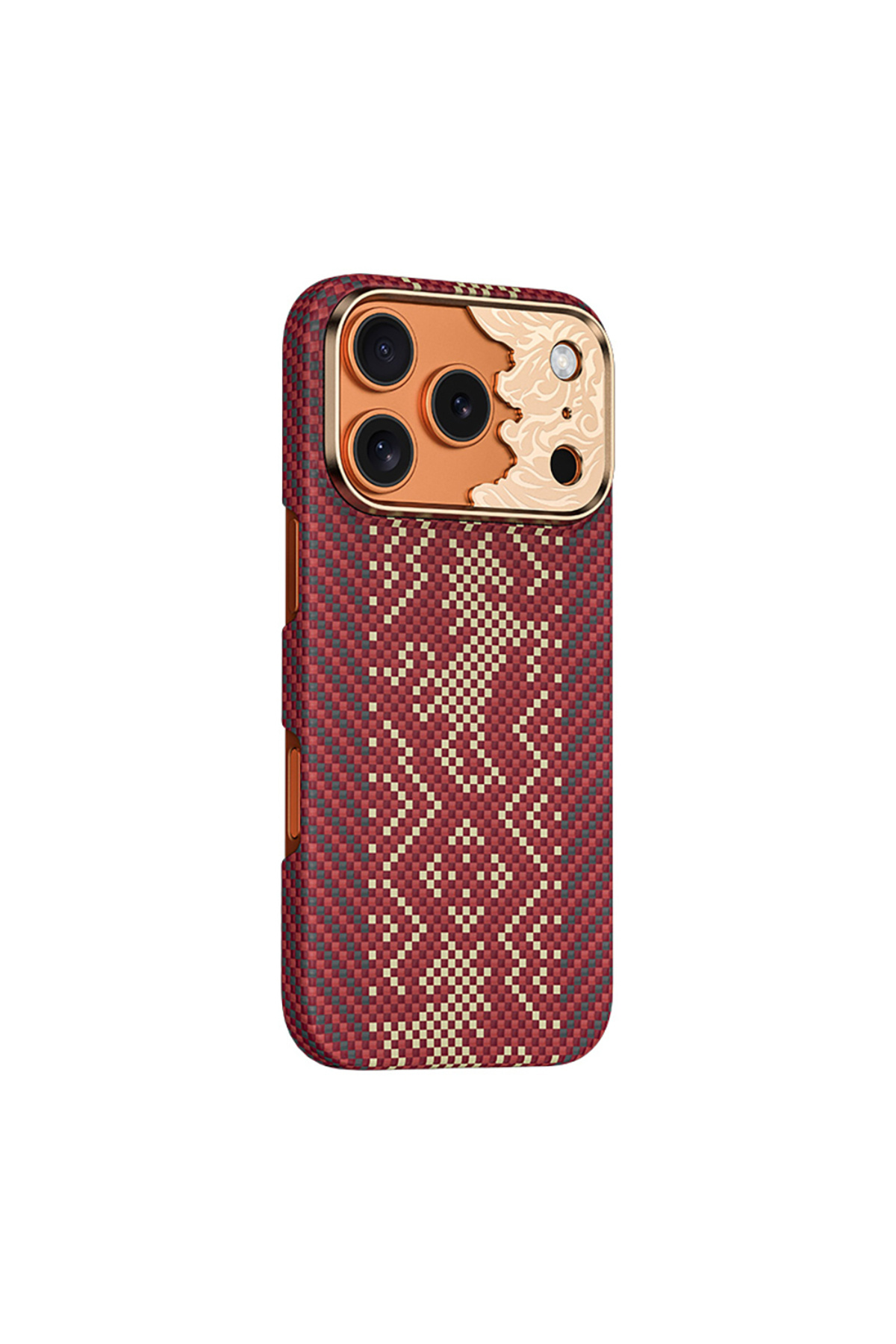 iPhone 17 Pro Max Uyumlu M-safe Özellikli Karbon Fiber Knight ArmorAir Kevlar Kılıf - Kırmızı