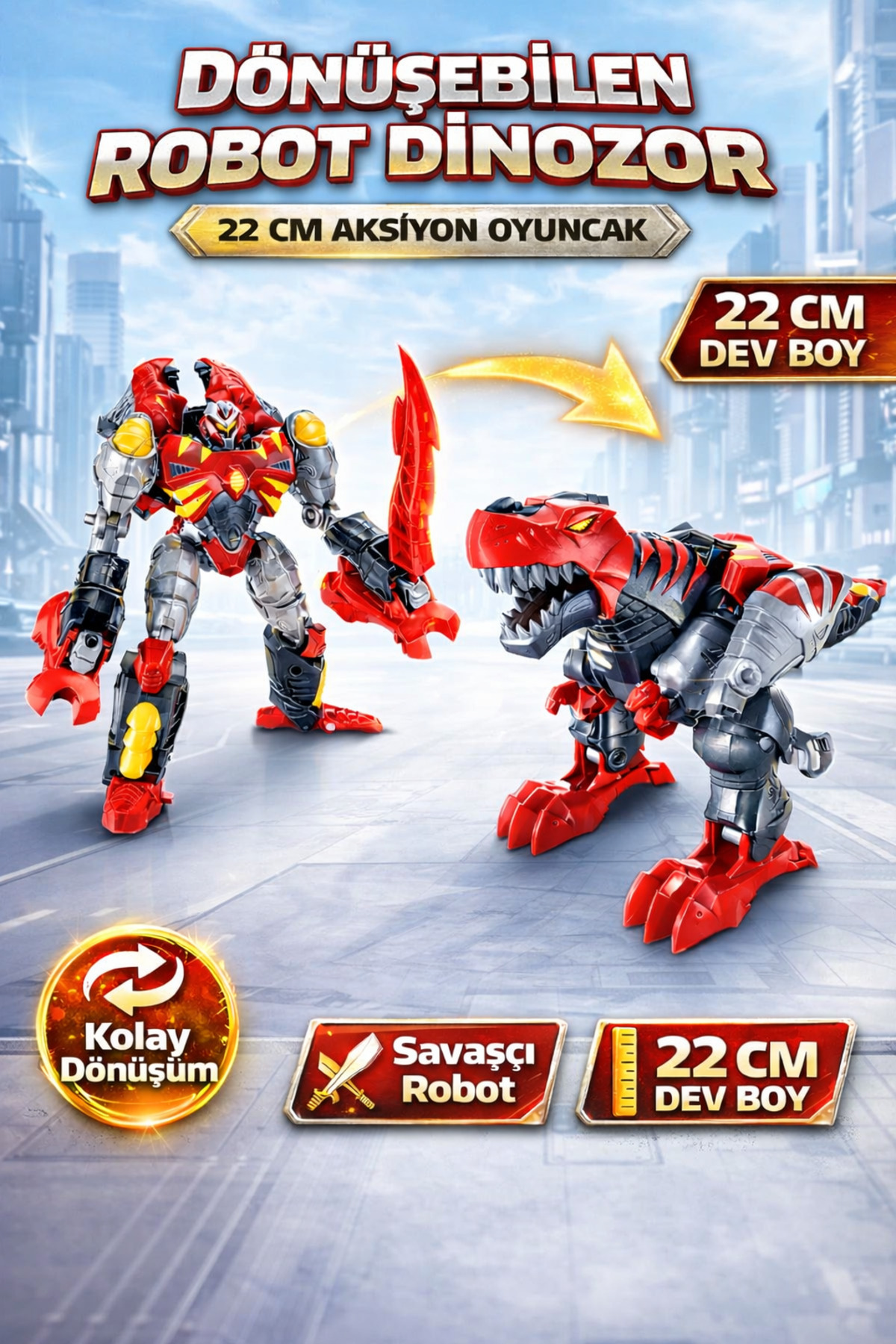 TRENDZONE Dönüşebilen Robot Dinozor Oyuncak 22cm – Transformers