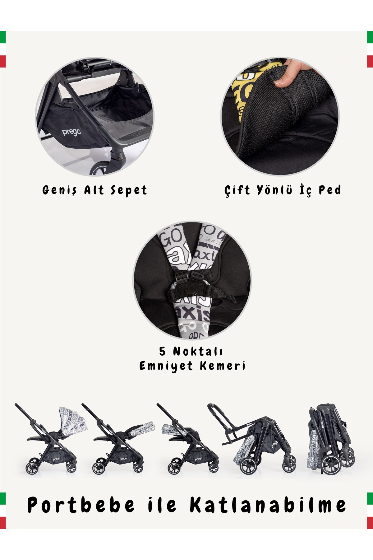Prego Axis 360 Derece Dönebilen Oturma Üniteli Çift Yönlü Bebek Arabası fotoğrafı 3 (önizleme)