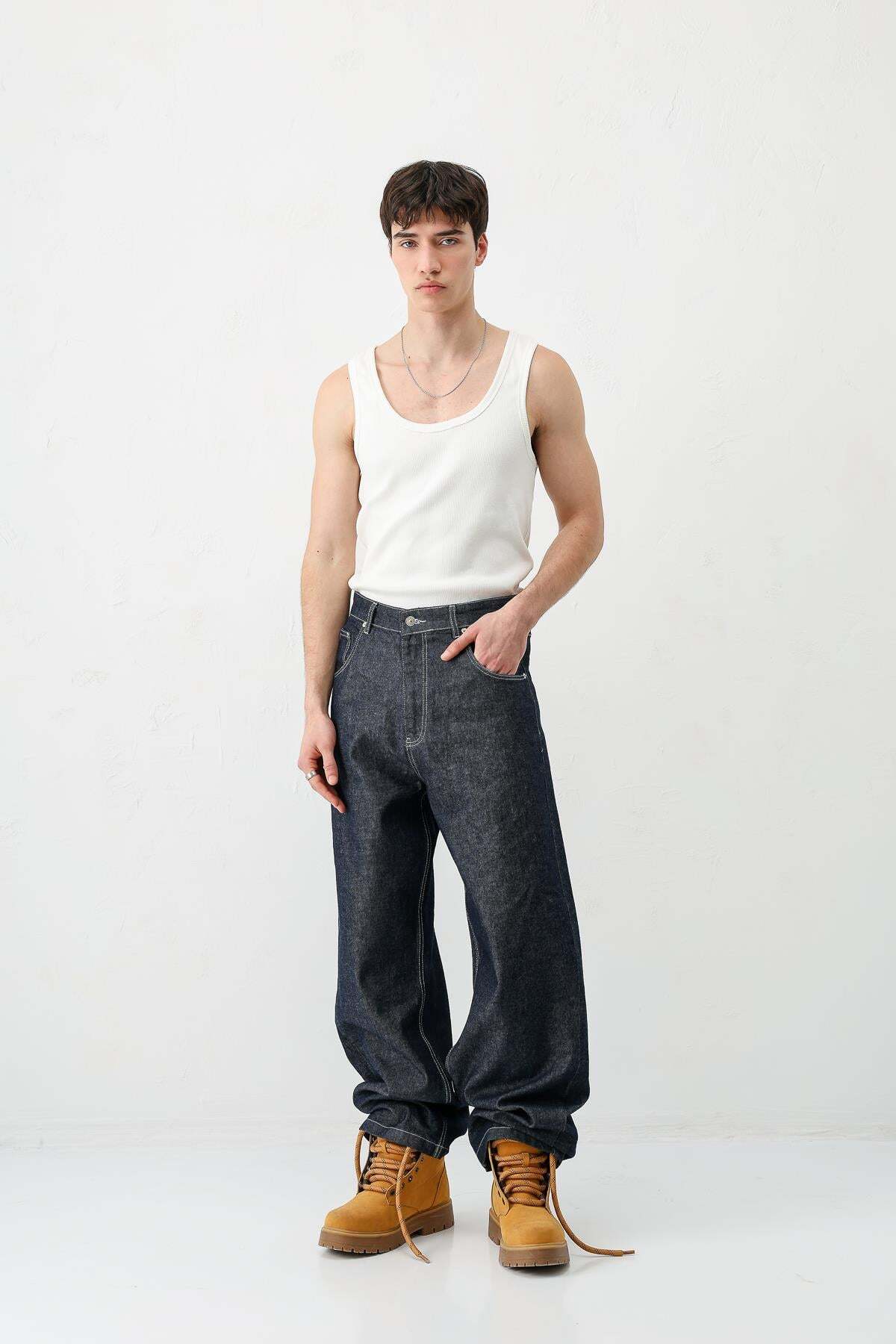 VAMOSCLO Super Baggy Fit Jean K.Mavı görsel 2
