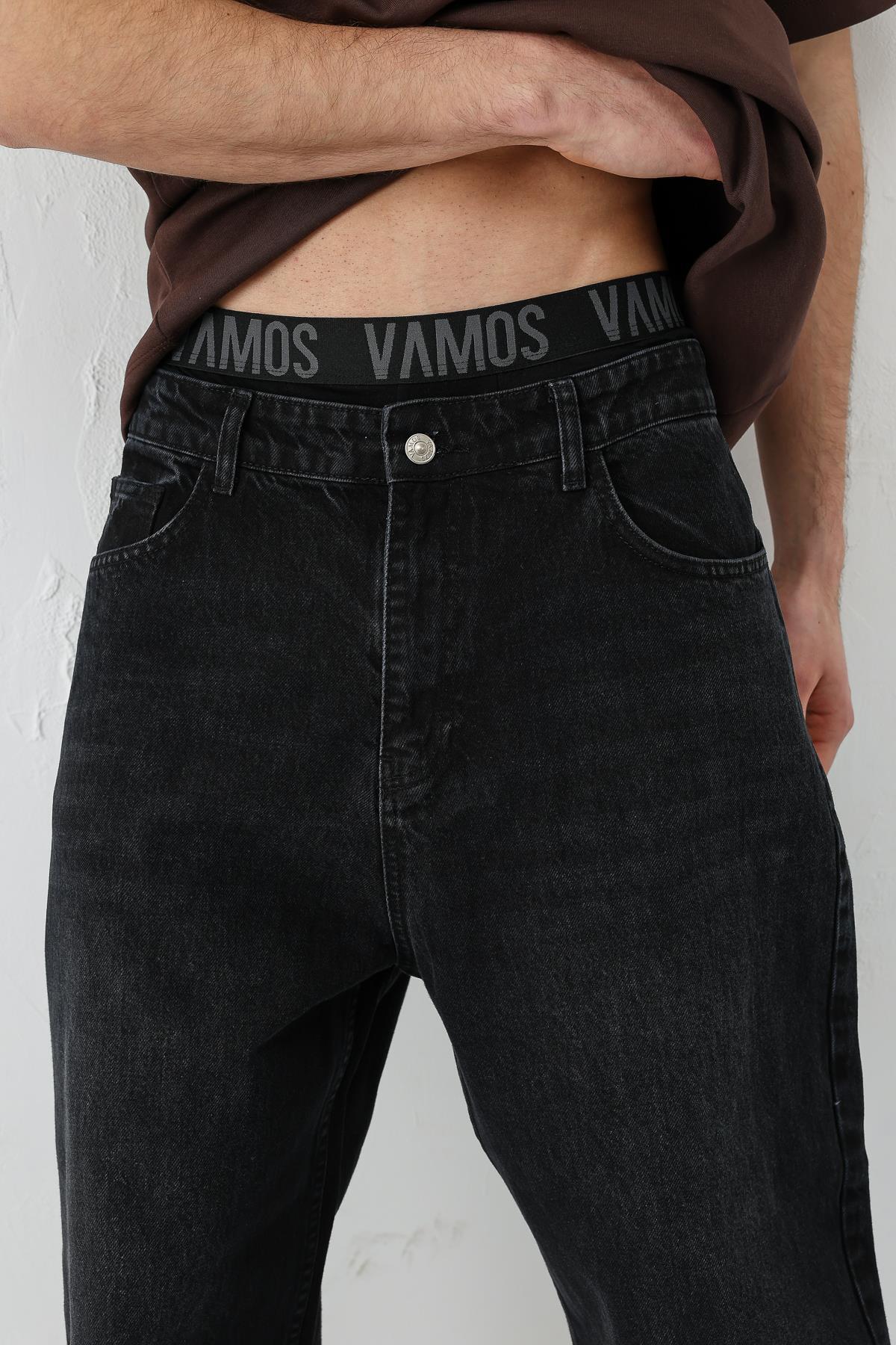VAMOSCLO Baggy Fit Jean Antrasit görsel 5