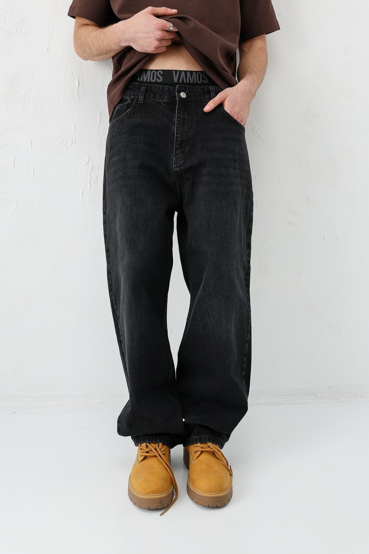 VAMOSCLO Baggy Fit Jean Antrasit görsel 4