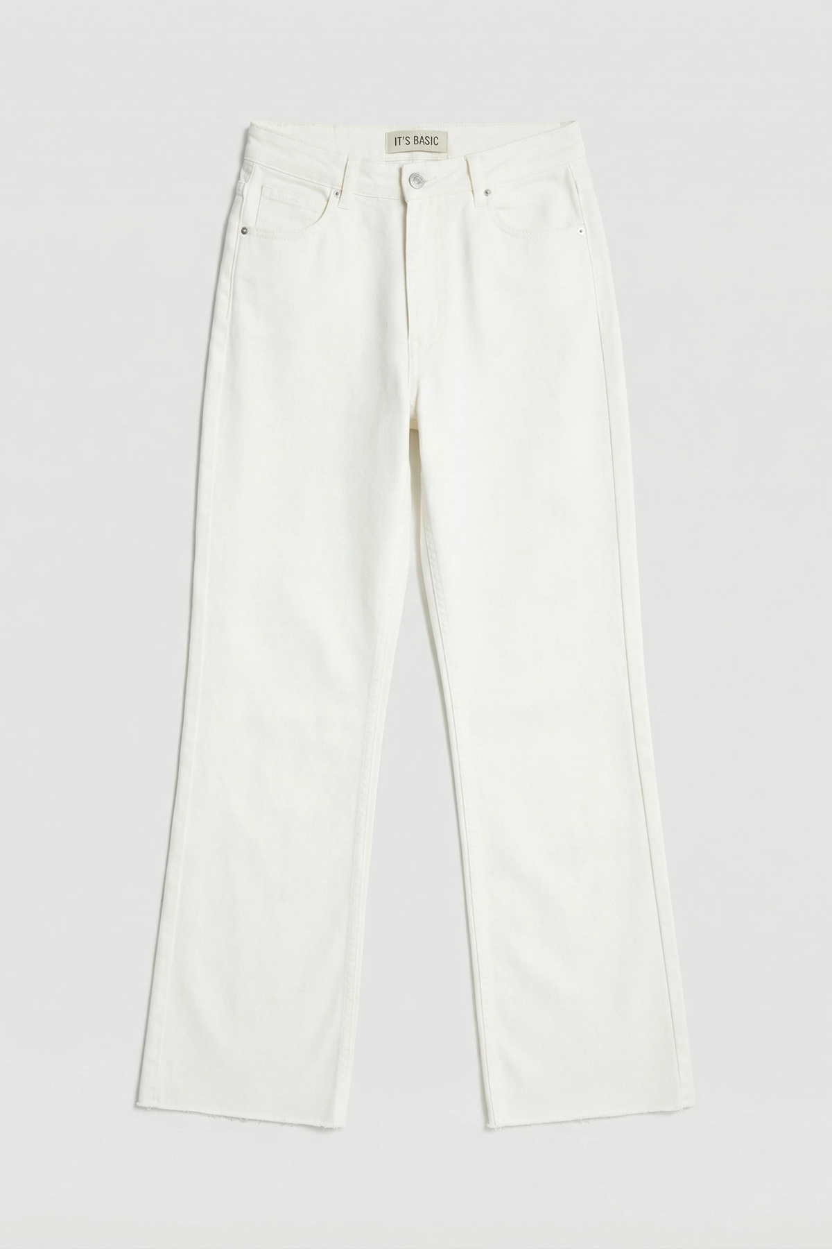 it's basic  Kadın Kırık Beyaz 7s6-101 Straight Fit Yüksek Bel Denim Jean - Görsel 6
