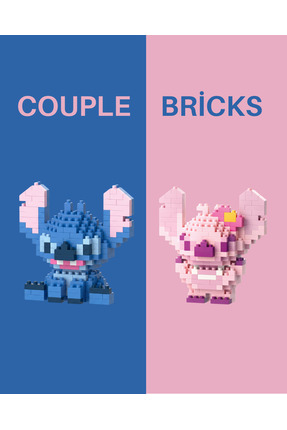Bricks Premium Stitch Couple Nano Blok Seti Sevgiliye Özel Çift Karakter Yapb...