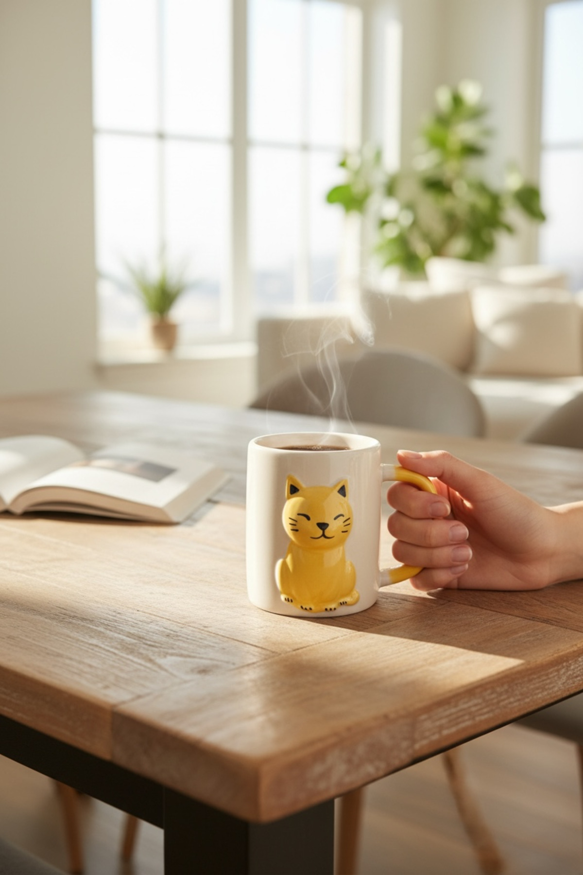 Kedi Desenli Porselen Kupa – Sevimli Kedili Kahve ve Çay Kupası 200 ml