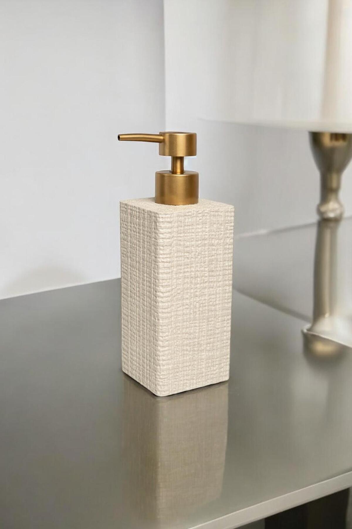 Taş Görünümlü 430 ml Sıvı Sabunluk – Modern Tasarım Şık Banyo Sabunluğu