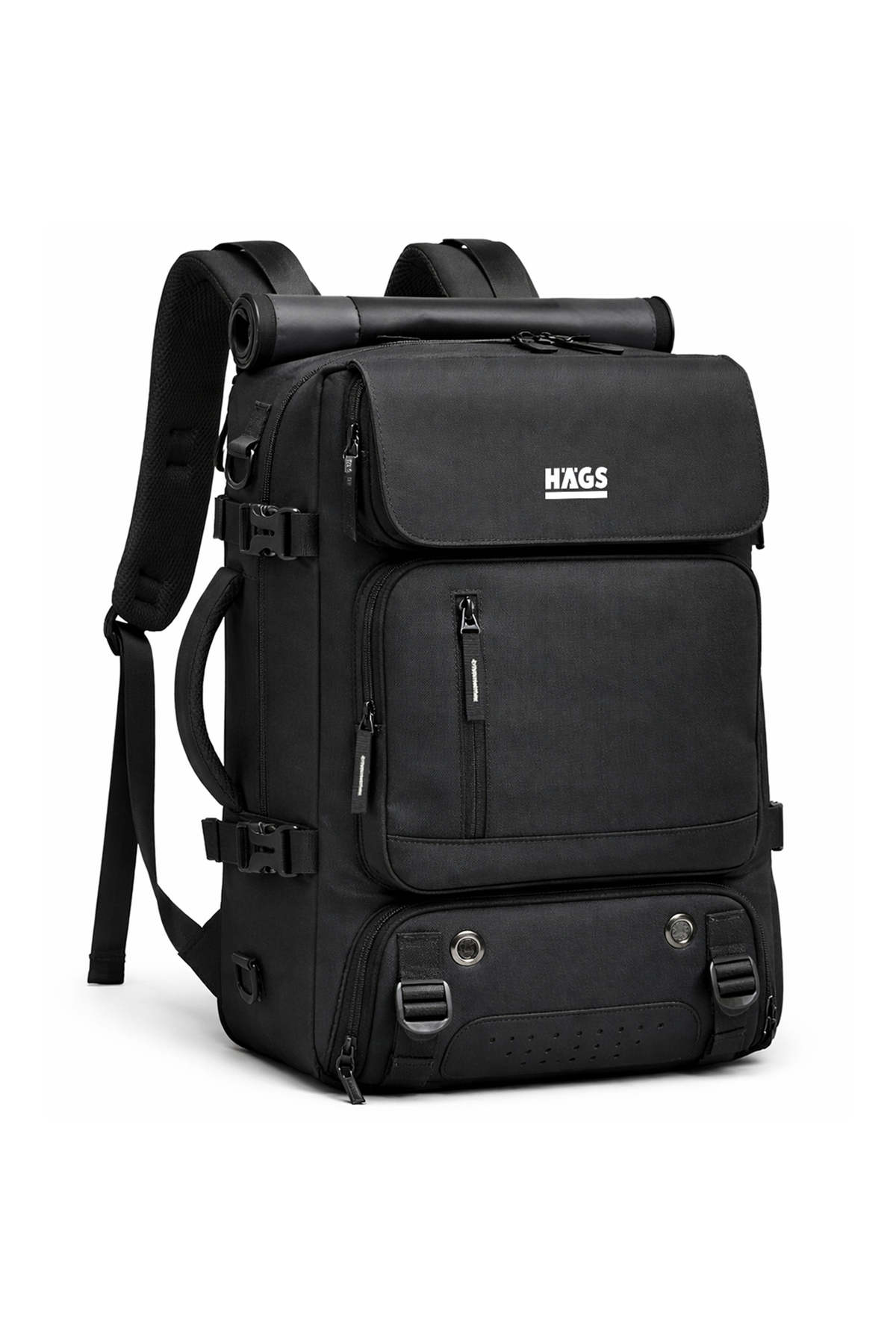 HAEGS  Seyahat Sırt Çantası, 3in1 Dönüştürülebilir, Kabin Onaylı Laptop, Bilgisayar Çok Bölmeli Siyah