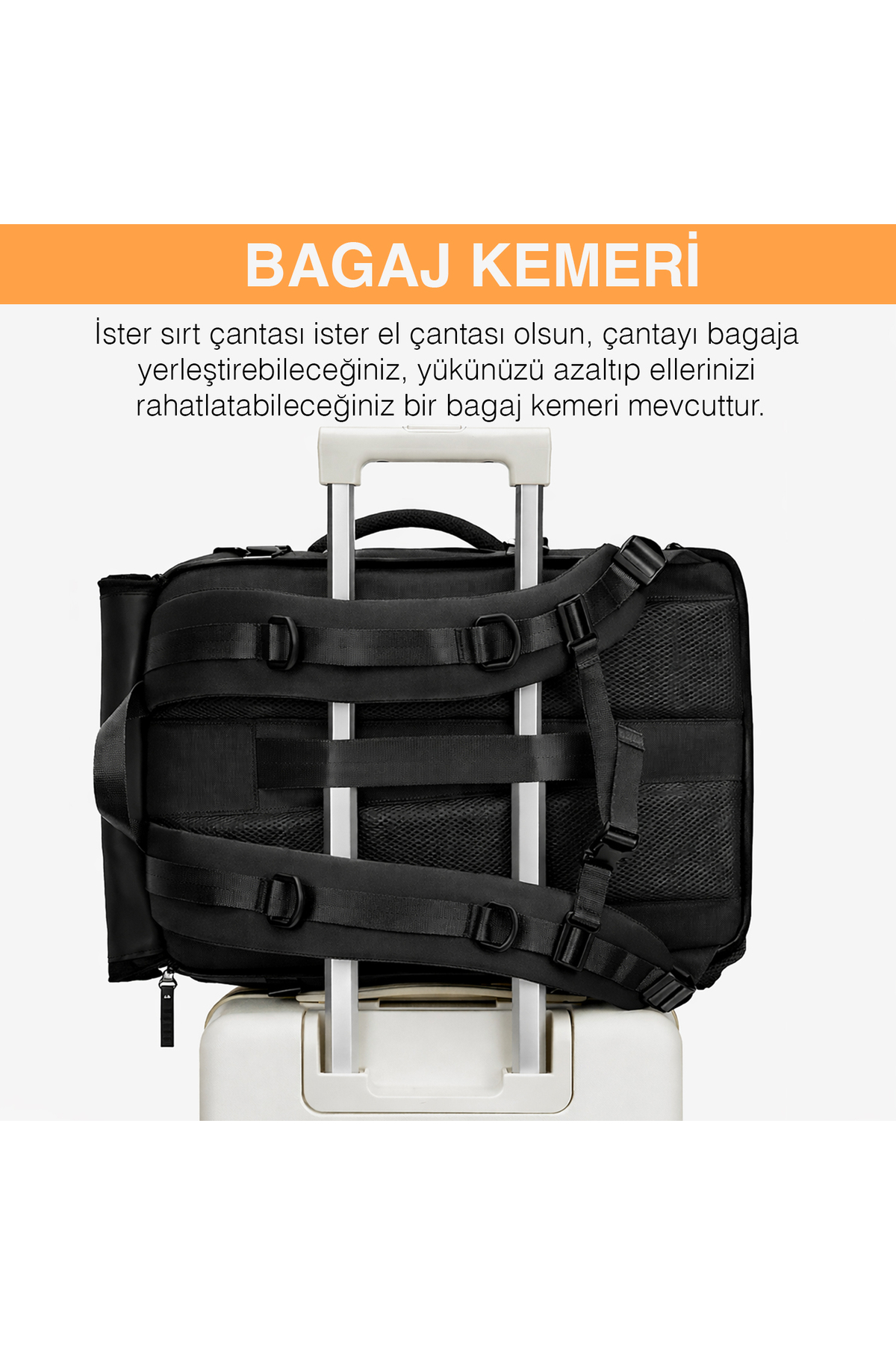 HAEGS  Seyahat Sırt Çantası, 3in1 Dönüştürülebilir Uçak Kabin Onaylı Çanta Kadın, Erkek için Koyu Gri - Görsel 6