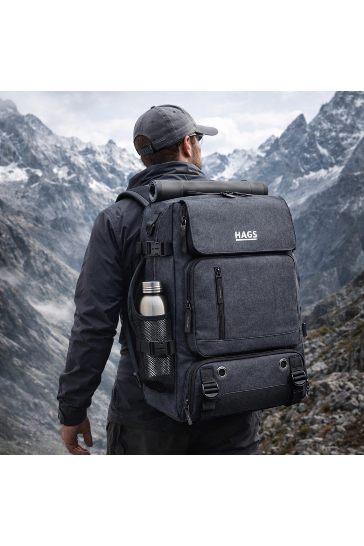 HAEGS  Seyahat Sırt Çantası, 3in1 Dönüştürülebilir Uçak Kabin Onaylı Çanta Kadın, Erkek için Koyu Gri - Görsel 2