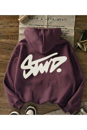 CLASSY.MODA Baskılı oversize kapüşonlu sweatshirt