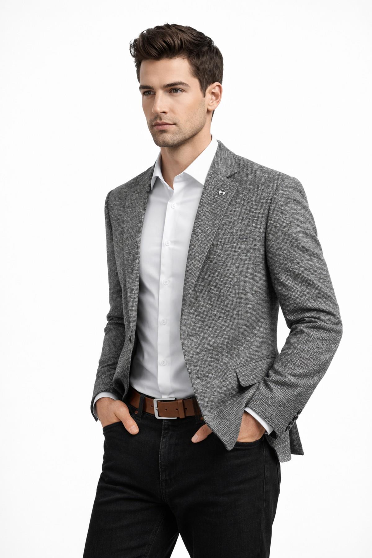 Suitmen  Erkek Tek Spor Ceket 4 Drop Çift Yırtmaçlı Mevsimlik BGL-ST05331 - Görsel 2