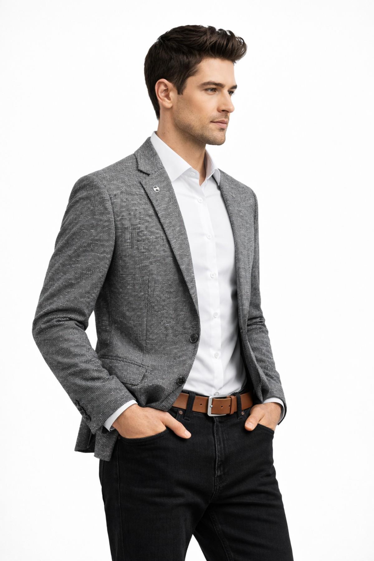 Suitmen  Erkek Tek Spor Ceket 4 Drop Çift Yırtmaçlı Mevsimlik BGL-ST05331 - Görsel 3