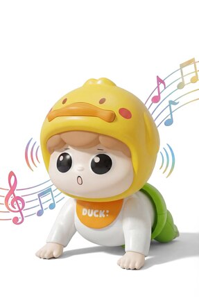 BBSKY Eğitici Sarı Bebek Emekleme Oyuncağı: Etkileşimli Müzikli Ördek, Hareke...
