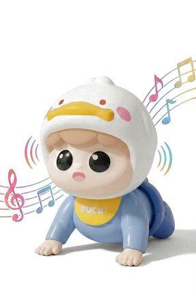 BBSKY Mavi Bebek Emekleme Oyuncağı: Eğitici Etkileşimli Müzikli Ördek, Hareke...