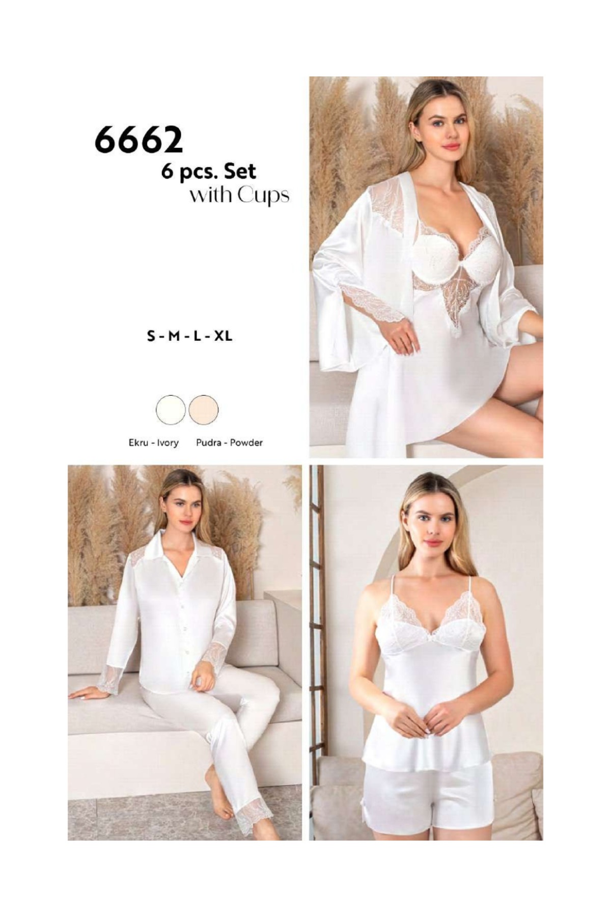 Nurteks 6662- 6’lı Saten Takım Dantelli Çeyiz Seti