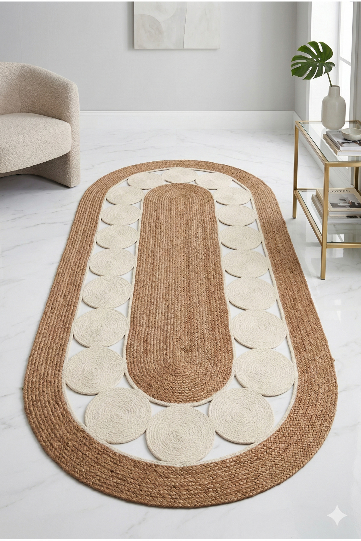 JÜT OVAL DEKORATİF EL ÖRGÜSÜ HALI KİLİM YOLLUK