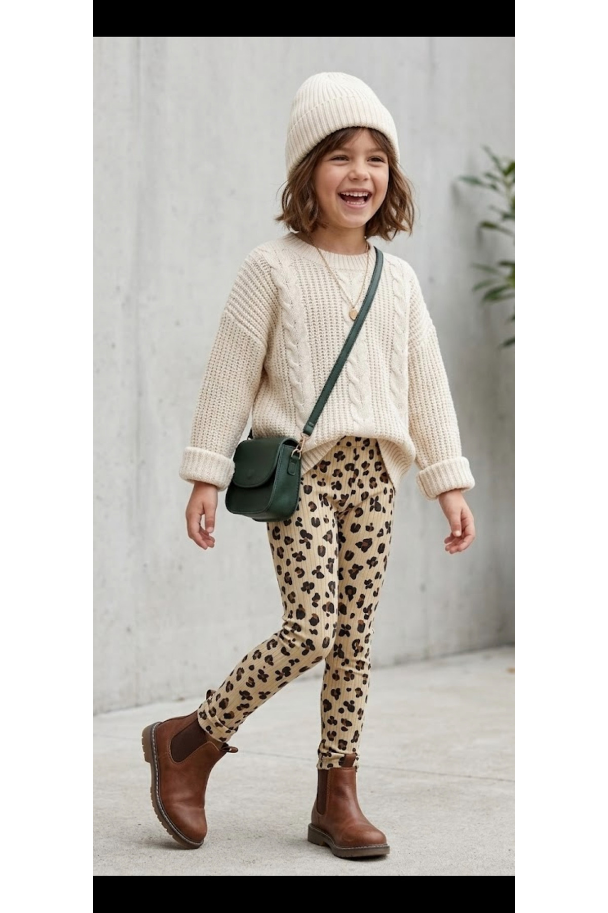 Leni Kids Leopar Desenli Fitilli Kız Çocuk Tayt fotoğrafı 2 (önizleme)