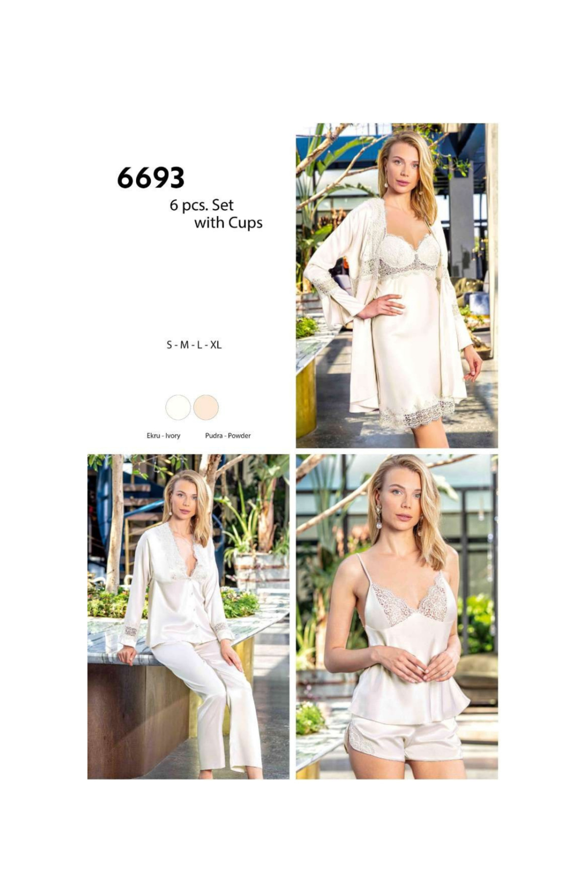 Nurteks 6693- 6’lı Saten Takım Dantelli Çeyiz Seti