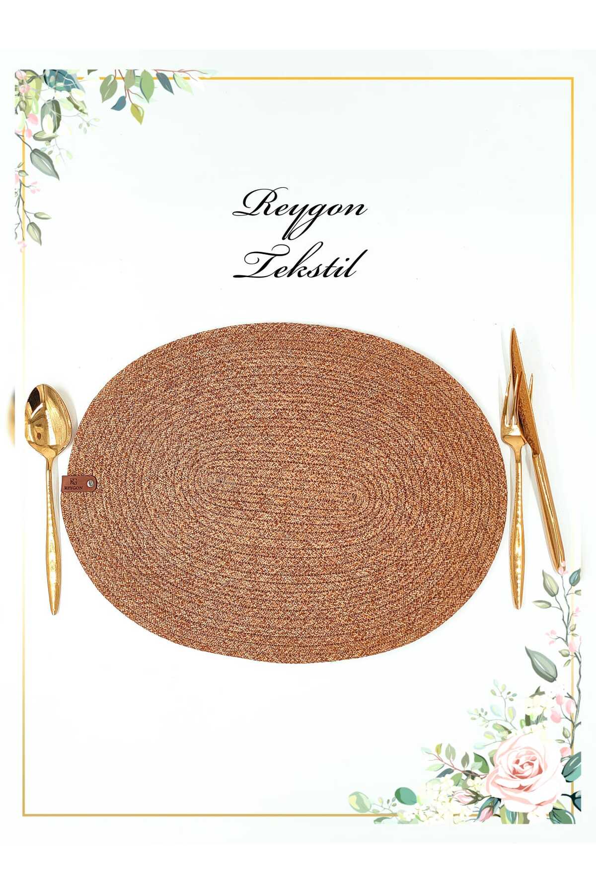 %100 DOĞAL JÜT İP EL YAPIMI OVAL SUPLA (HASIR AMERİKAN SERVİS)