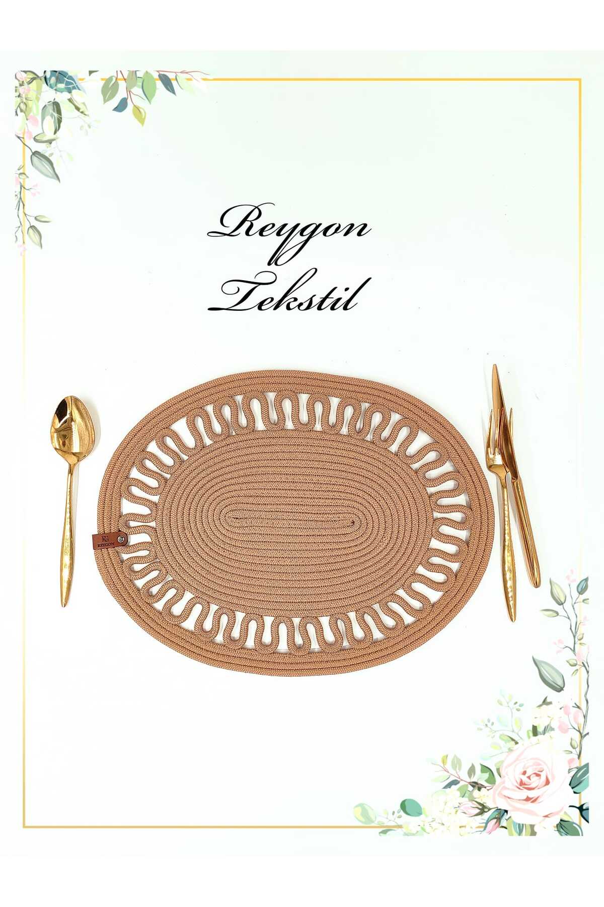 %100 DOĞAL JÜT İP EL YAPIMI OVAL SUPLA (HASIR AMERİKAN SERVİS)