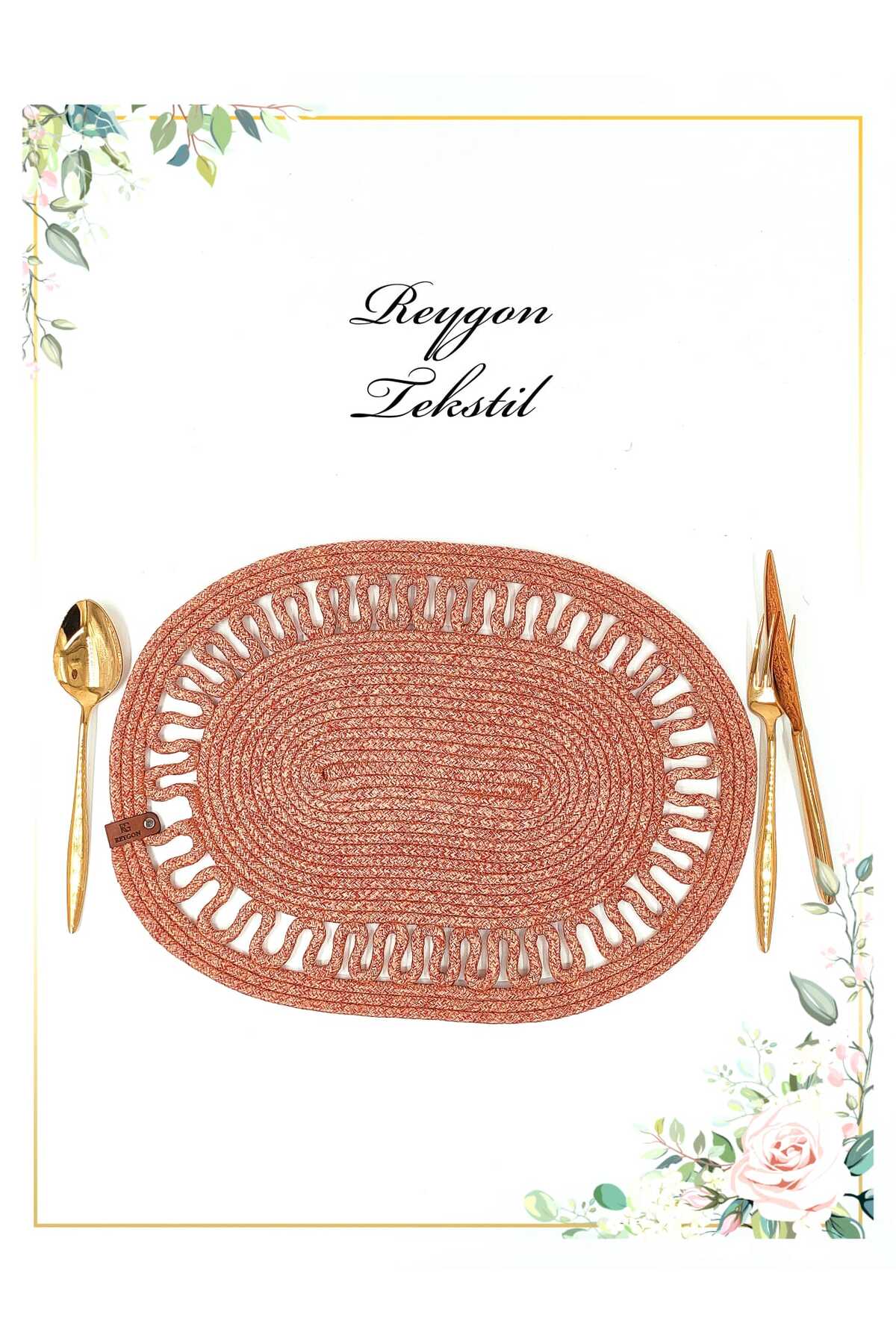 %100 DOĞAL JÜT İP EL YAPIMI OVAL SUPLA (HASIR AMERİKAN SERVİS)