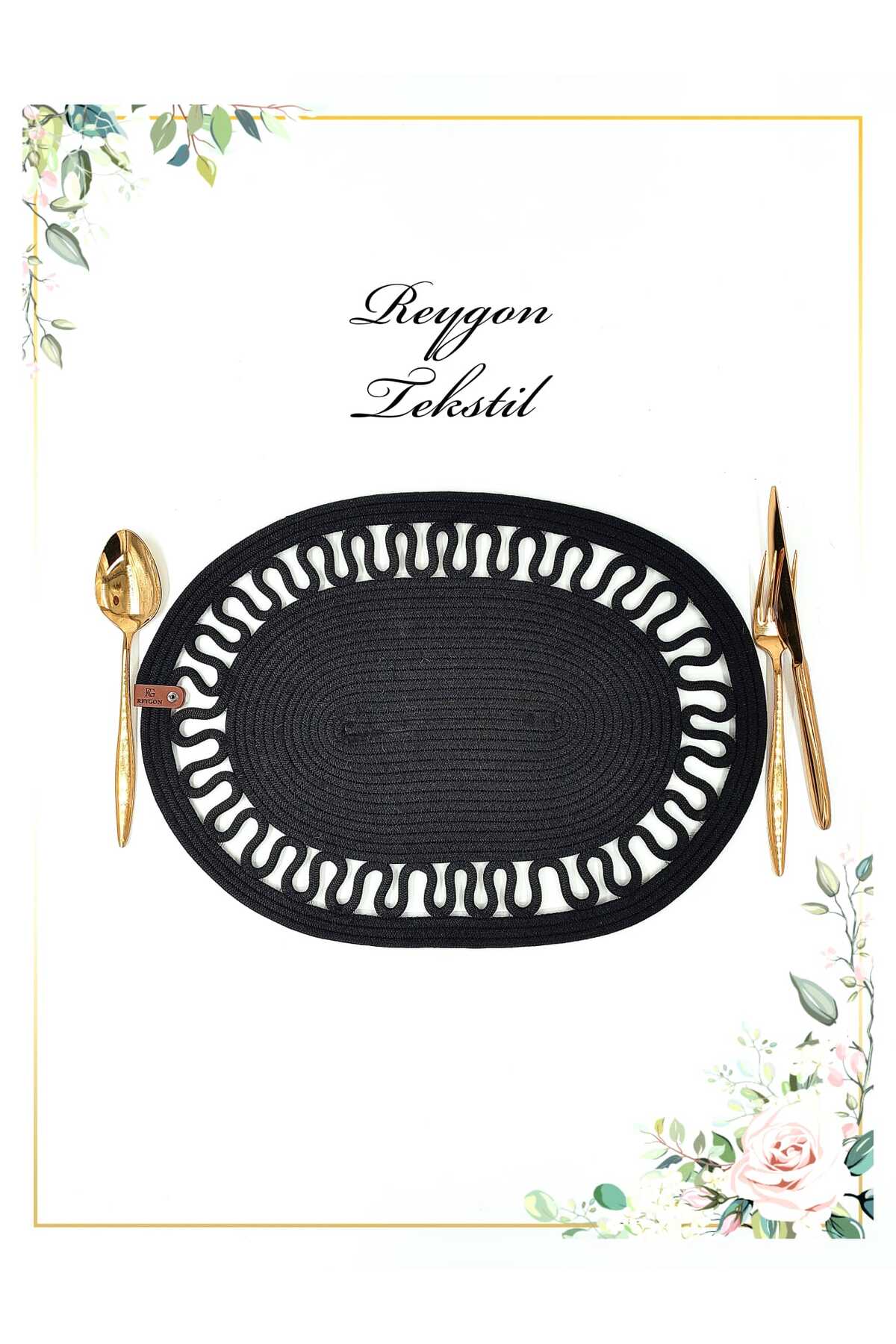 %100 DOĞAL JÜT İP EL YAPIMI OVAL SUPLA (HASIR AMERİKAN SERVİS)