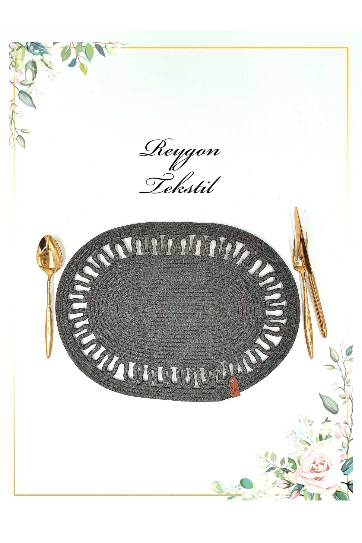 %100 DOĞAL JÜT İP EL YAPIMI OVAL SUPLA (HASIR AMERİKAN SERVİS)