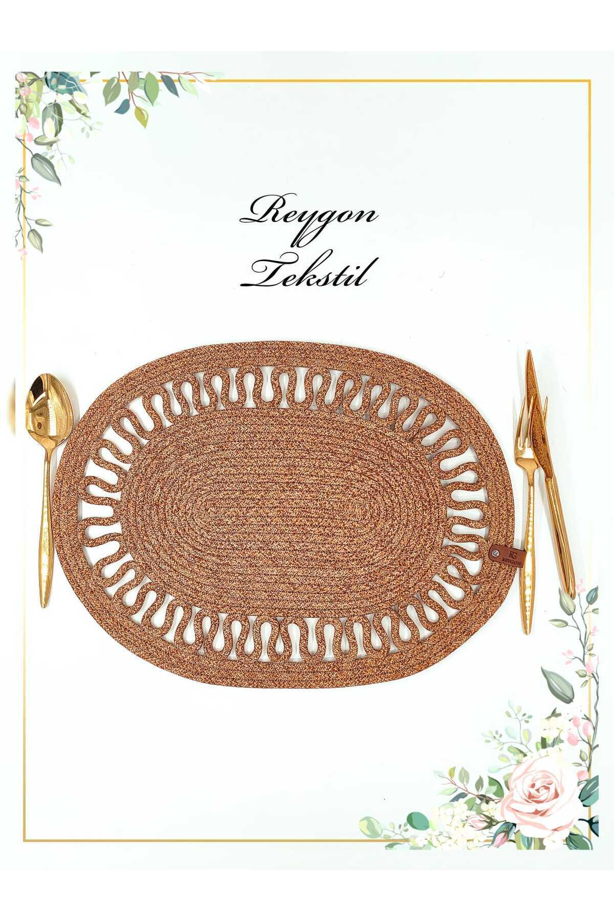 %100 DOĞAL JÜT İP EL YAPIMI OVAL SUPLA (HASIR AMERİKAN SERVİS)