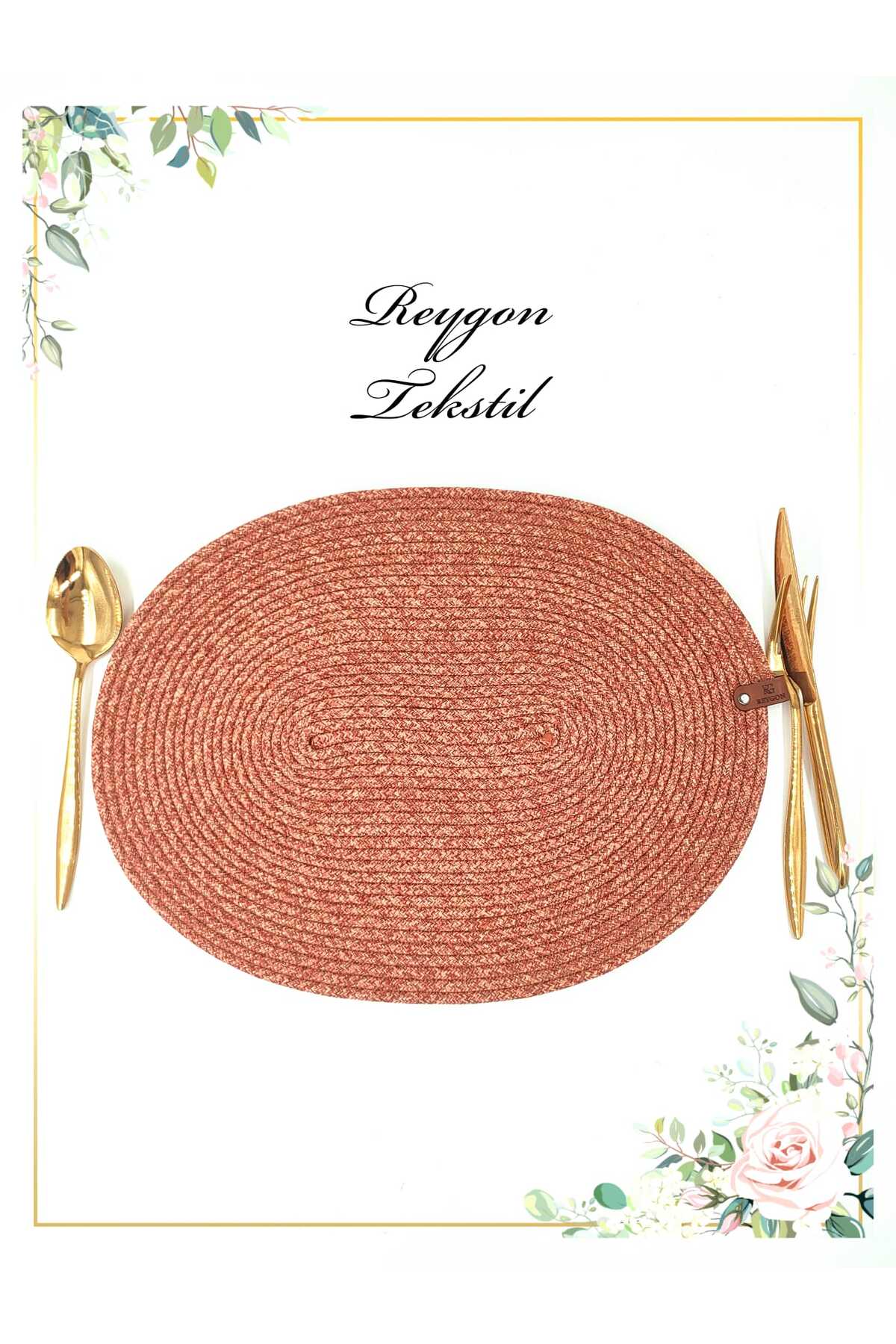 %100 DOĞAL JÜT İP EL YAPIMI OVAL SUPLA (HASIR AMERİKAN SERVİS)