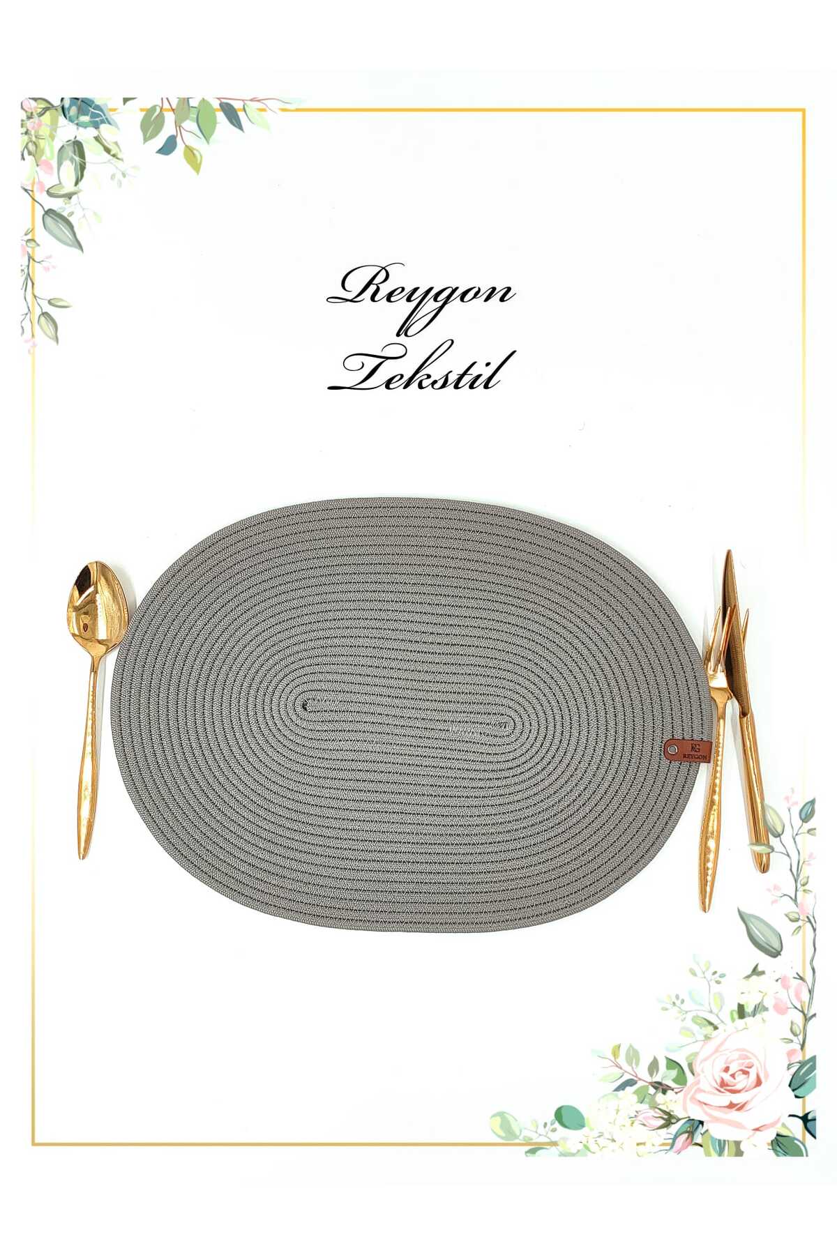 %100 DOĞAL JÜT İP EL YAPIMI OVAL SUPLA (HASIR AMERİKAN SERVİS)