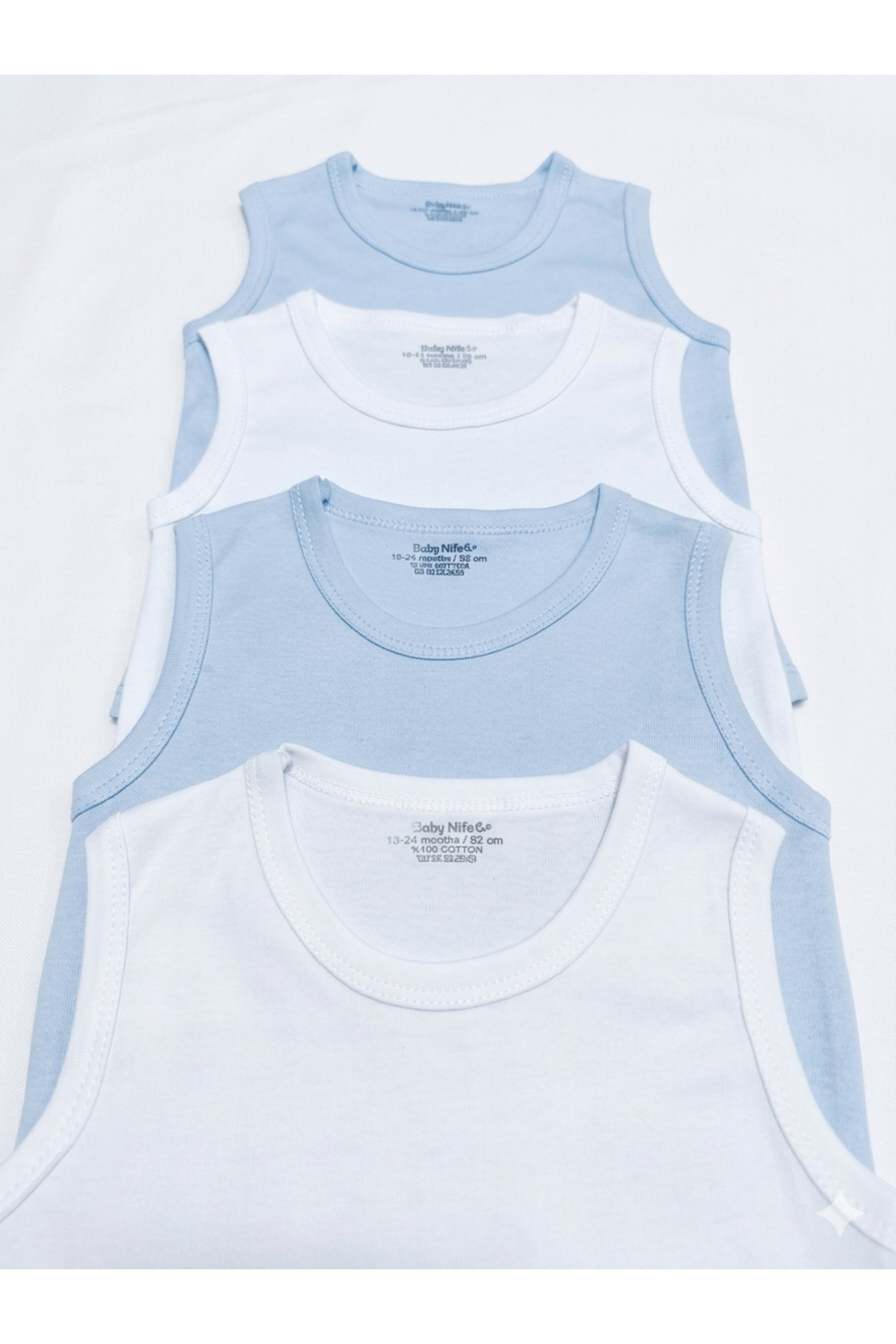 Baby Nife %100 pamuklu 4'lü çıtçıtlı bebek body zıbın/organik pamuklu bebek atlet/bebek çıtçıtlı atlet fotoğrafı 2 (önizleme)
