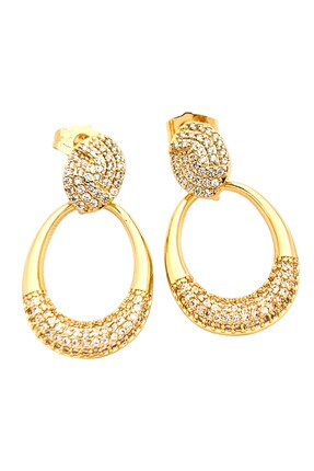 Siya Silver Zirkon Taşlı Çelik Oval Halka Küpe