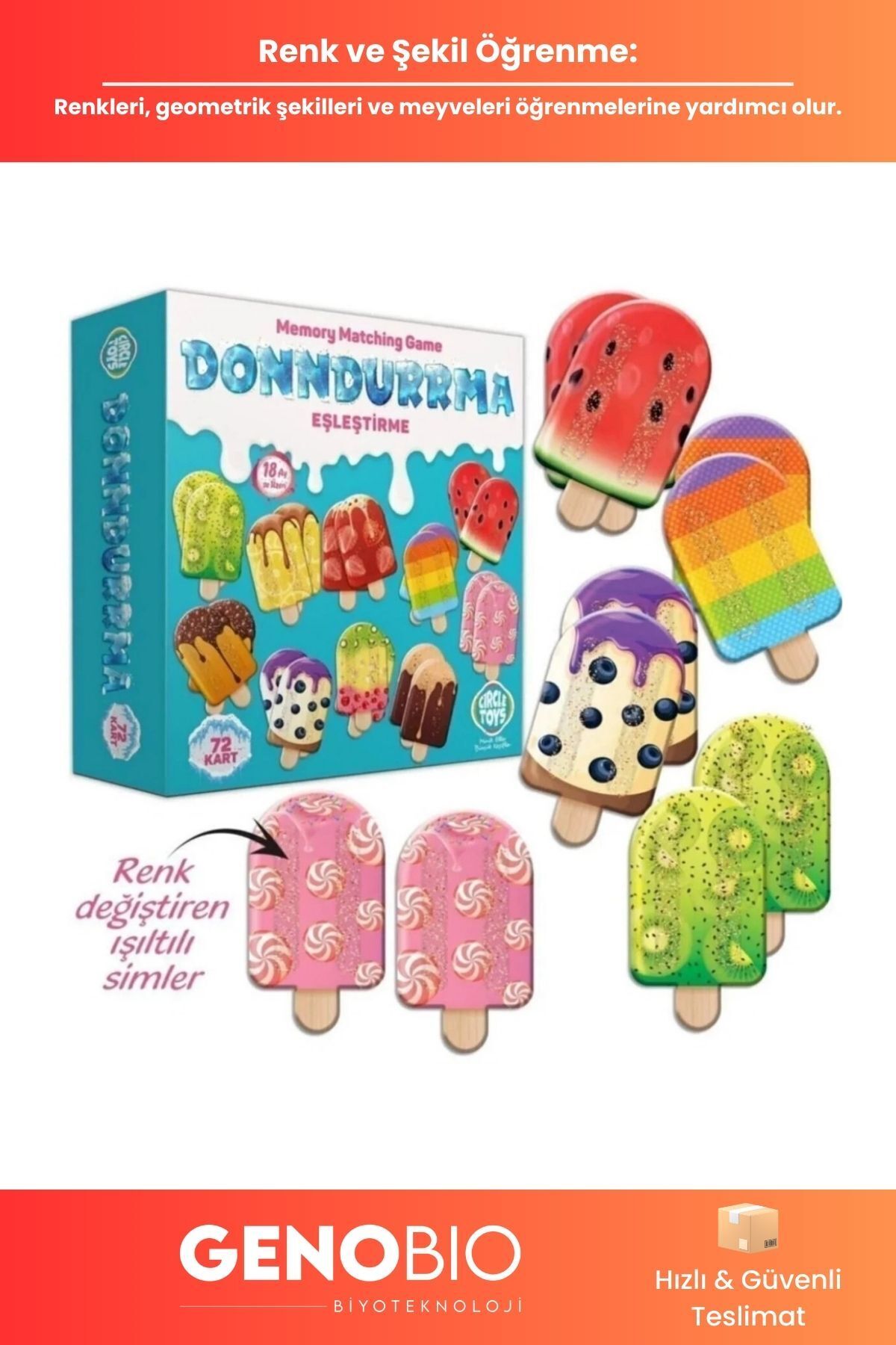 GenoBio Eşleştirme Montessori Hafıza Eğitici Zeka Gelişimi Çocuk Memory Kart Oyunu 72 Kart Eğitici Oyuncak fotoğrafı 3 (önizleme)