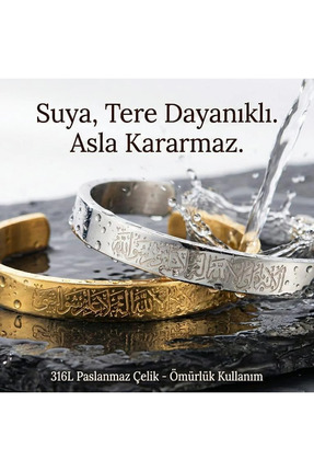 NEWTRENDD 2 ADET Ayetel Kürsi Bileklik Paslanmaz Çelik Ayarlanabilir unısx ko...