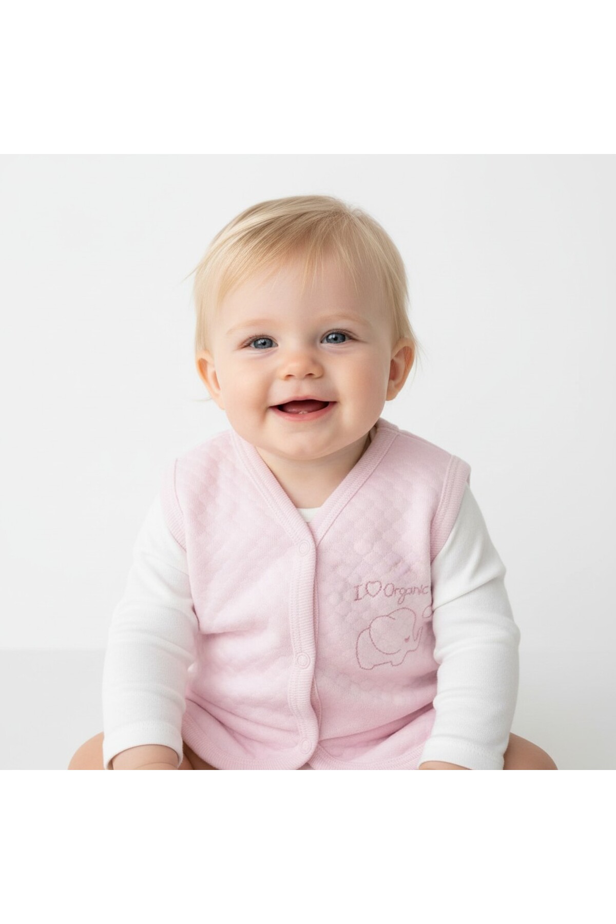 SeaBubbles Fil Nakışlı Kapitone Kız Bebek Yelek fotoğrafı 2 (önizleme)